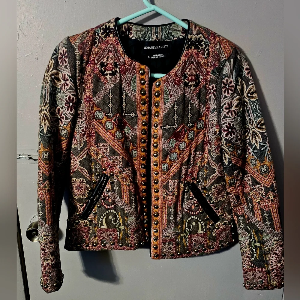 Womens Anthropology Hemant & Nandita Bohemian Embrod. Studded Jacket size Sm - Picture 5 of 9